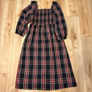J.Crew Women’s Stewart Tartan Plaid Smocked Dress Size Medium